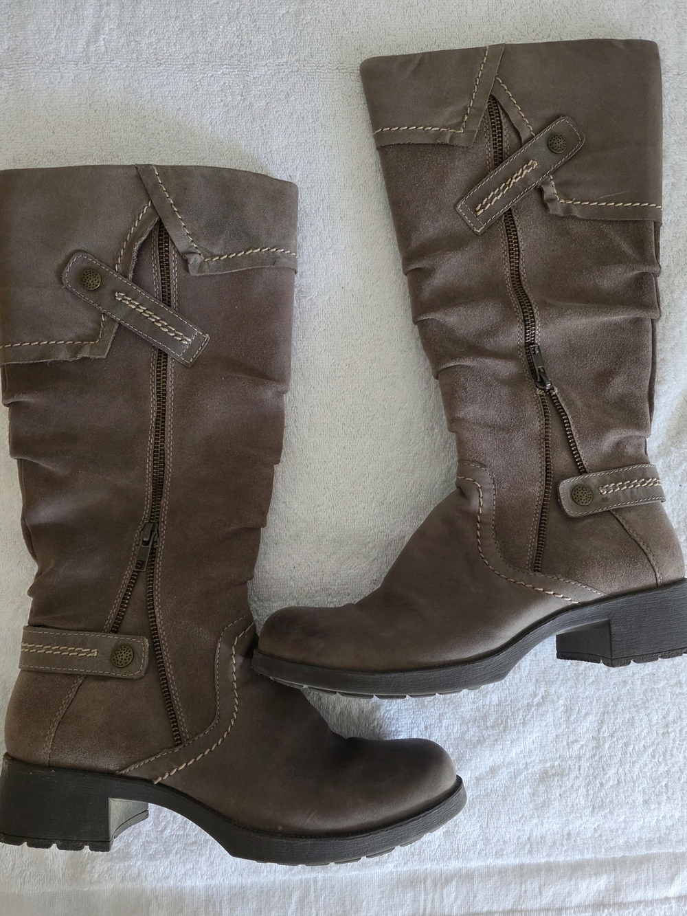 Earth Shoes Sycamore Mid-Calf Leather & Suede Boots Dust Brown 9B